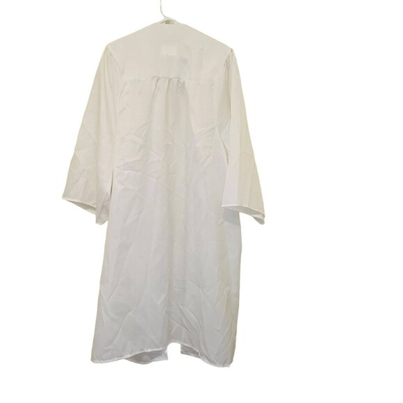 Jostens White Graduation Gown Size 5'4" 5'6" 100% Polyester Highschool College - Picture 3 of 4